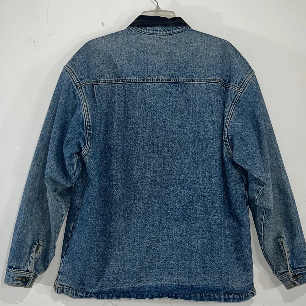 Vintage Bugle Boy Denim Barn Jacket Fleece Lined Corduroy Collar Size M